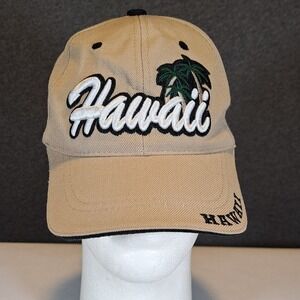 Sams Cap Hawaii Embroidered Baseball Hat Tan Palm Tree Adjustable Mens Womens